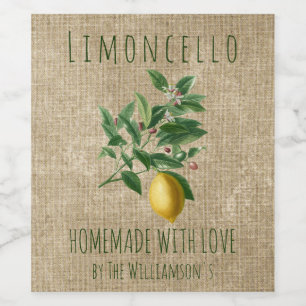 Rótulo De Garrafa De Cerveja Limoncello Caseiro Rústico com Amor