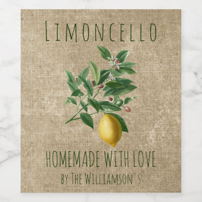 Rótulo De Garrafa De Cerveja Limoncello Caseiro Rústico com Amor (Rótulo Único)