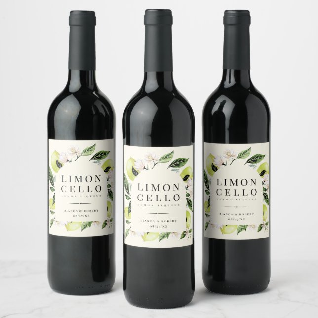 Rótulo De Garrafa De Cerveja Limoncello Quadro Botânico Elegante (Garrafas)
