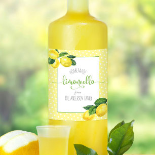 Rótulo De Garrafa De Cerveja Limoncello watercolor lemon dot nome personalizado