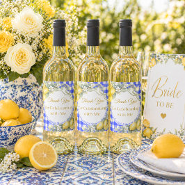 Rótulo De Garrafa De Cerveja Limonetes azul xadrez jardim Obrigado Chá de Noiva