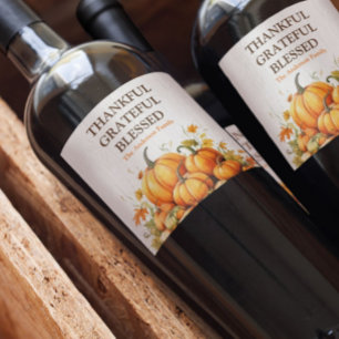 Rótulo De Garrafa De Cerveja Linda Aquarela Pumpkins Agradável Bendito