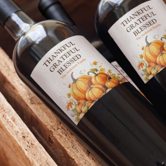 Rótulo De Garrafa De Cerveja Linda Aquarela Pumpkins Agradável Bendito (Criador carregado)