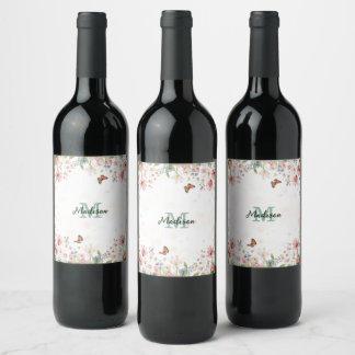 Rótulo De Garrafa De Cerveja Lindo Buquê de Flores Silvestres de Primavera Borb