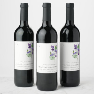Rótulo De Garrafa De Cerveja Lindo Monograma Violeta Floral Buquê Chuveiro de N