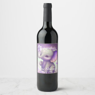 Rótulo De Garrafa De Cerveja Lindo rótulo de vinho de Chá de fraldas roxo elefa
