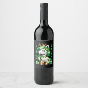 Rótulo De Garrafa De Cerveja Lindo Shamrock de Unicórnio Dia de São Patrício