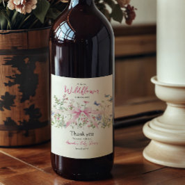 Rótulo De Garrafa De Cerveja Little Wildflower Floral Girl Pink Bow Baby Shower