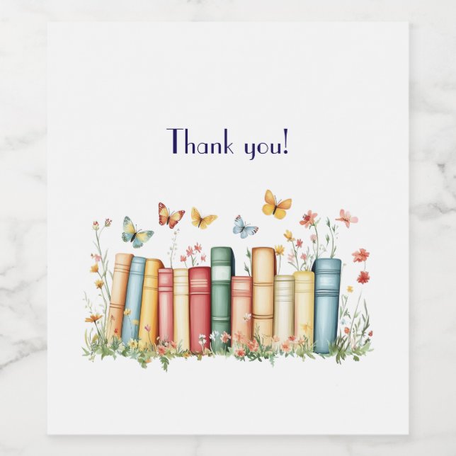 Rótulo De Garrafa De Cerveja Livros e Flores Obrigado (Rótulo Único)