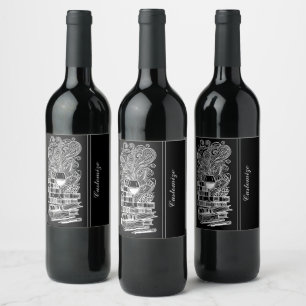 Rótulo De Garrafa De Cerveja Livros Pretos E Brancos E Vinhos 3