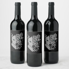 Rótulo De Garrafa De Cerveja Lobo das Cinzas Geométricas