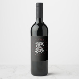Rótulo De Garrafa De Cerveja Lobo Fenrir De Odin Nórdico Céltico Está Desapo