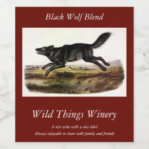 Rótulo De Garrafa De Cerveja Lobo Negro, ou Lobo Americano Negro (Canis Lupus)