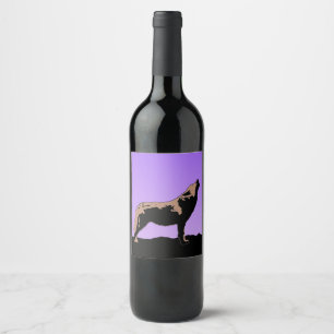 Rótulo De Garrafa De Cerveja Lobo Uivando ao Pôr do Sol - Arte Original de Vida