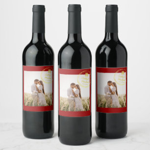 Rótulo De Garrafa De Cerveja Logotipo de carimbo de casamento chinês de casal v