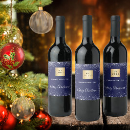 Rótulo De Garrafa De Cerveja logotipo empresarial brilho azul prata natal