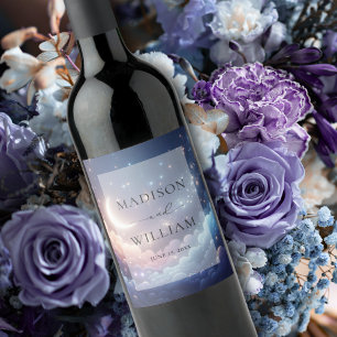 Rótulo De Garrafa De Cerveja Lua Celestial e Estrelas Casamento Personalizado