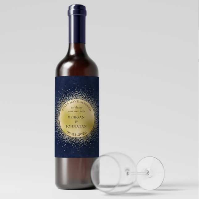 Rótulo De Garrafa De Cerveja Lua Dourada Celestial Salva A Data (Criador carregado)