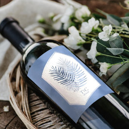 Rótulo De Garrafa De Cerveja Lush Palm Leaf Wedding Blue ID956