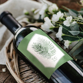 Rótulo De Garrafa De Cerveja Lush Palm Leaf Wedding Moss Green ID956