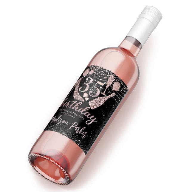 Rótulo De Garrafa De Cerveja Luxo personalizado brilha 35º aniversário (Criador carregado)
