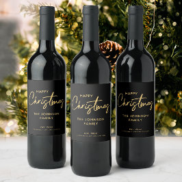 Rótulo De Garrafa De Cerveja Luxuoso Natal Moderno Preto