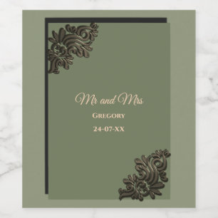 Rótulo De Garrafa De Cerveja Luxury Moderno sábio verde e metálico dourado