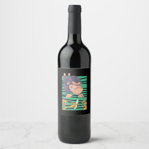 Rótulo De Garrafa De Cerveja Macaco Cinto Com Bananas