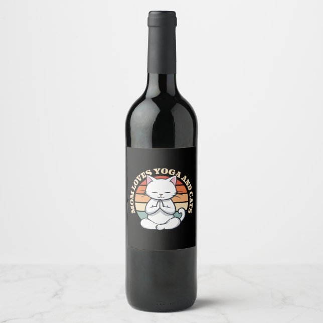 Rótulo De Garrafa De Cerveja Mãe Ama Gatos e Yoga (Frente)