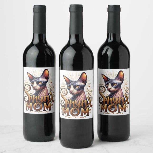 Rótulo De Garrafa De Cerveja Mãe de Gato Sphynx Elegante  (Garrafas)