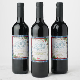 Rótulo De Garrafa De Cerveja "Magia de inverno" Trendy Blue Gingham Holly Natal