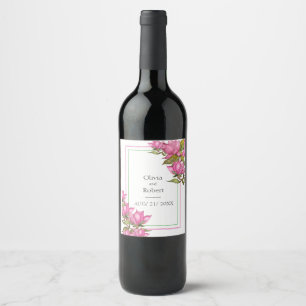 Rótulo De Garrafa De Cerveja Magnólias rosa real