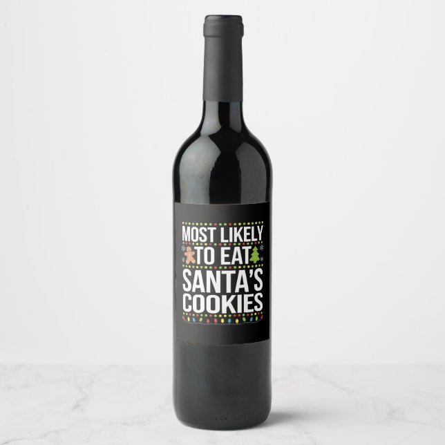 Rótulo De Garrafa De Cerveja Mais Provável Para Comer Cookies Santas Xmas (Frente)