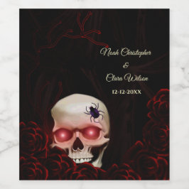 Rótulo De Garrafa De Cerveja Malva negra vermelha escura e escura do crânio gót