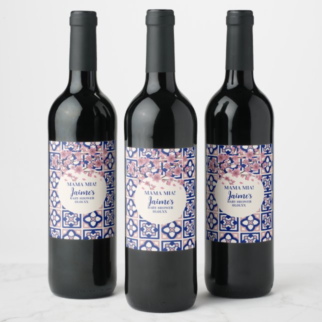 Rótulo De Garrafa De Cerveja Mama Mia Chá de Bebê Flores de Cerejeira (Garrafas)