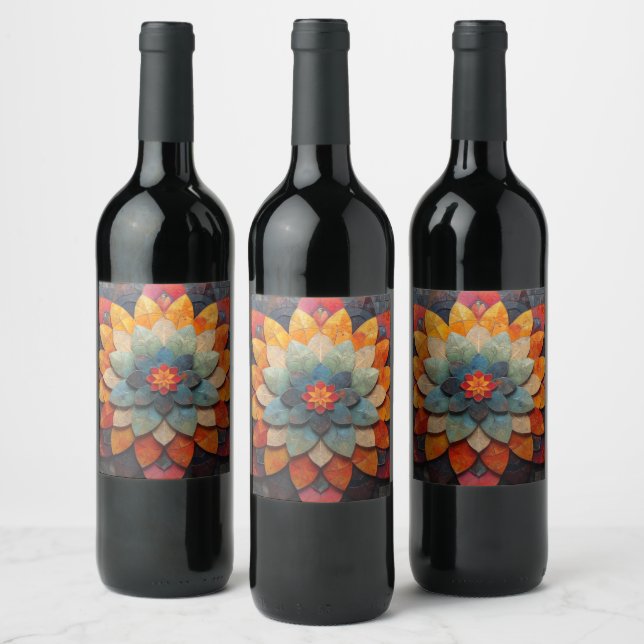 Rótulo De Garrafa De Cerveja Mandala Art Texturizada Flor (Garrafas)