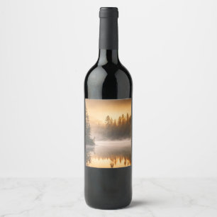 Rótulo De Garrafa De Cerveja Manhã Mist no rio Pines