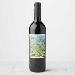 Rótulo De Garrafa De Cerveja Mapa dos desenhos animados do país do monte de