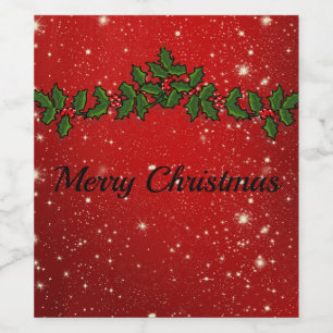 Rótulo De Garrafa De Cerveja Maravilhoso Natal Red Sparkly