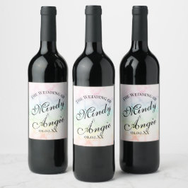 Rótulo De Garrafa De Cerveja Marble Rainbow Gay Script Wedding
