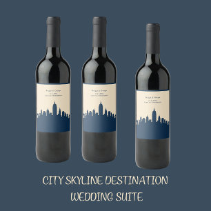Rótulo De Garrafa De Cerveja marinho azul Jet Set cidade Skyline Destino Casame