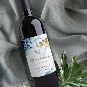 RÓTULO DE GARRAFA DE CERVEJA MARINHO DOURADO ELEGANTE SUBÁGUA CHÁ DE PANELA D