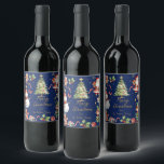 Rótulo De Garrafa De Cerveja Marinho Papai noel de Natal Azul Elf Snowman Ginge<br><div class="desc">Etiquetas De Vinho De Natal Festivo. Duplo Lado. Personalize-os com a sua própria redação. c) Paperie fina somerset</div>