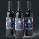 Rótulo De Garrafa De Cerveja Marinho Papai noel de Natal Azul Elf Snowman Ginge<br><div class="desc">Etiquetas De Vinho De Natal Festivo. Duplo Lado. Personalize-os com a sua própria redação. c) Paperie fina somerset</div>