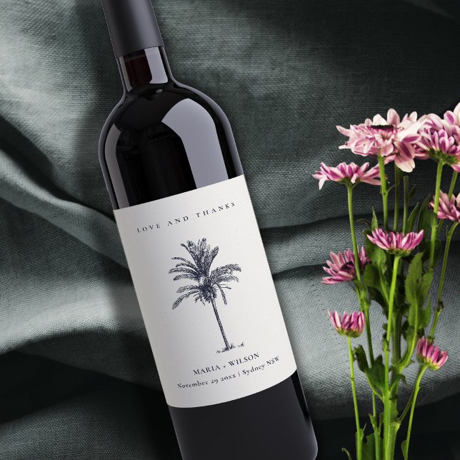 Rótulo De Garrafa De Cerveja Marinho Tropical Palm Tree Obrigados Kraft de Casa (Criador carregado)