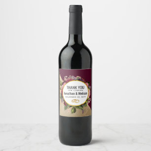 Rótulo De Garrafa De Cerveja Mármore Dourado e obrigados florais do casamento