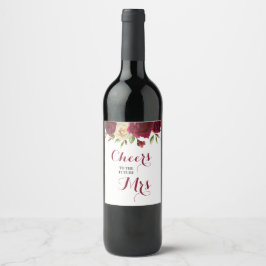 Rótulo De Garrafa De Cerveja Marsala Burgundy Chá de panela Floral Bachelorette