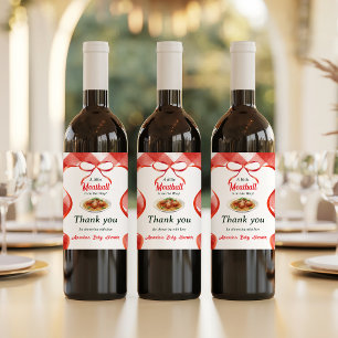 Rótulo De Garrafa De Cerveja Massa de Meatball Vermelha Xadrez Italiano Chá de