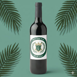Rótulo De Garrafa De Cerveja Melhor Dia de Todos Monograma de Casamento Verde D