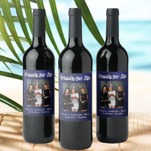 Rótulo De Garrafa De Cerveja Melhores amigos foto azul marinho branco script